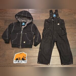 'Berne' Youth Sz 5-6 Black Insulated Jacket and Overalls Set